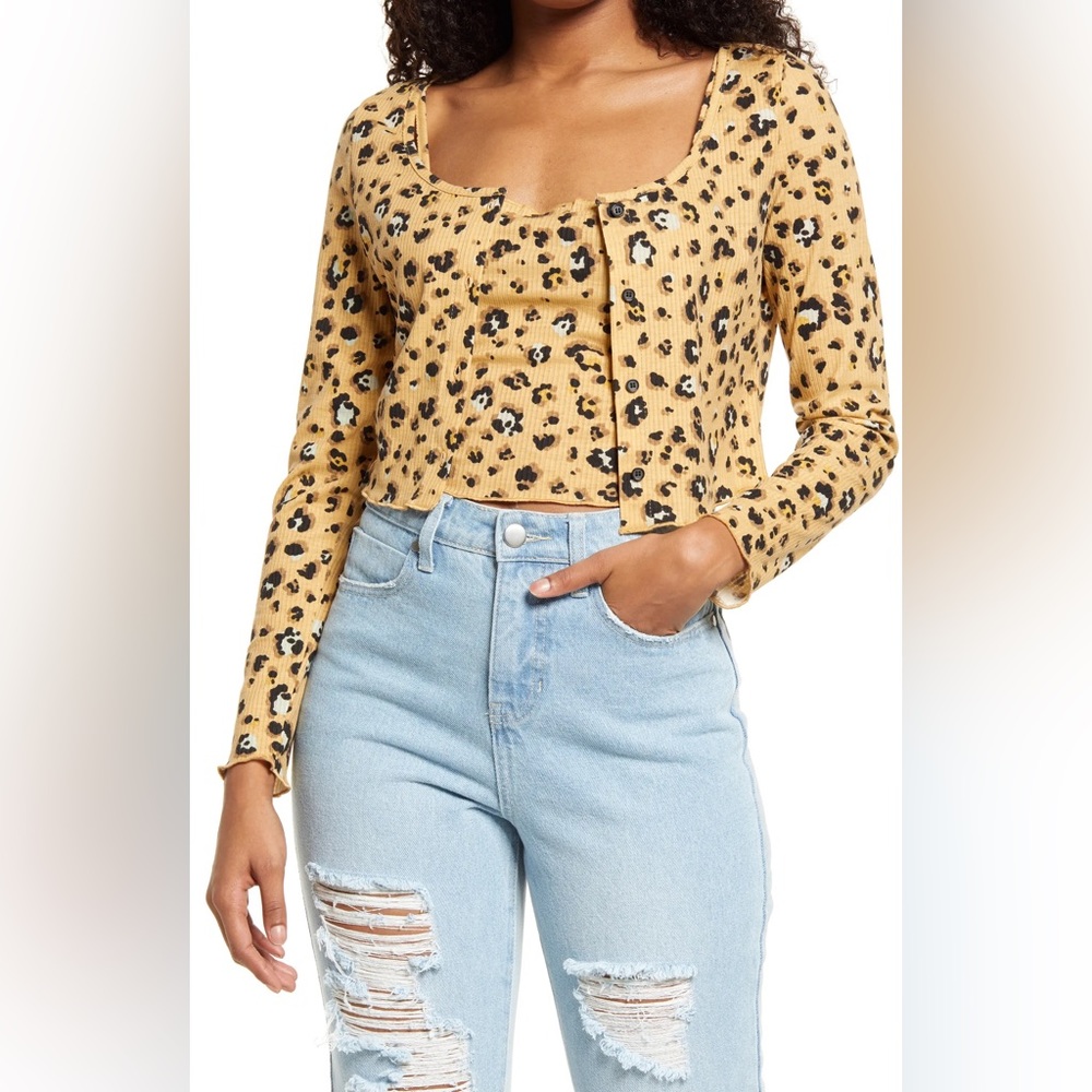 BP. Cardigan & Camisole Set, Leopard, Size 2x
